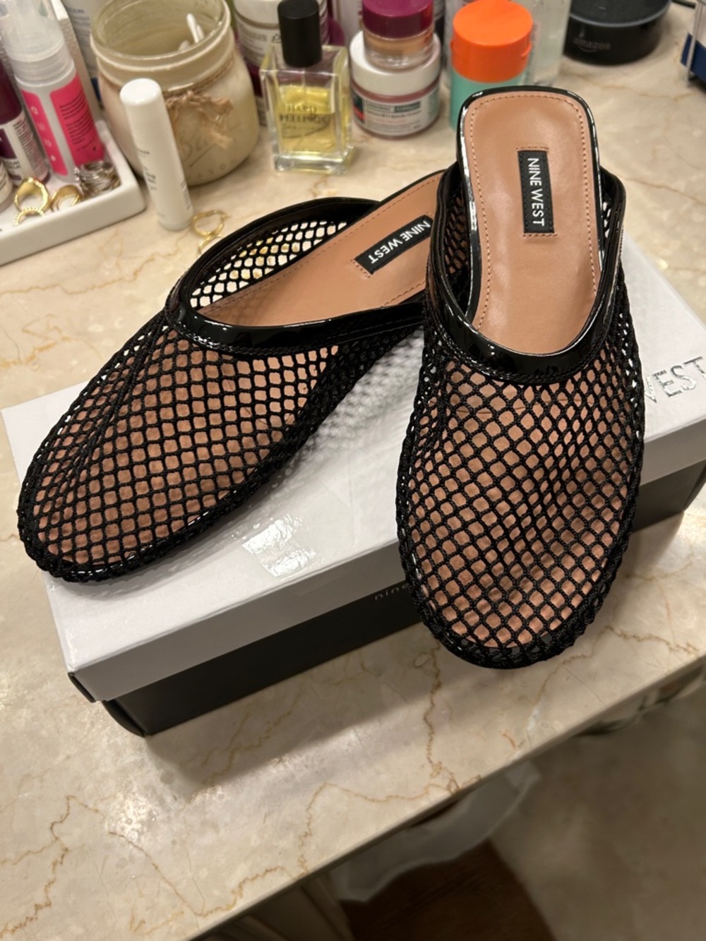 Nine West Black Daniela Mesh Slip-On Mules BRAND NEW Limited time sale
